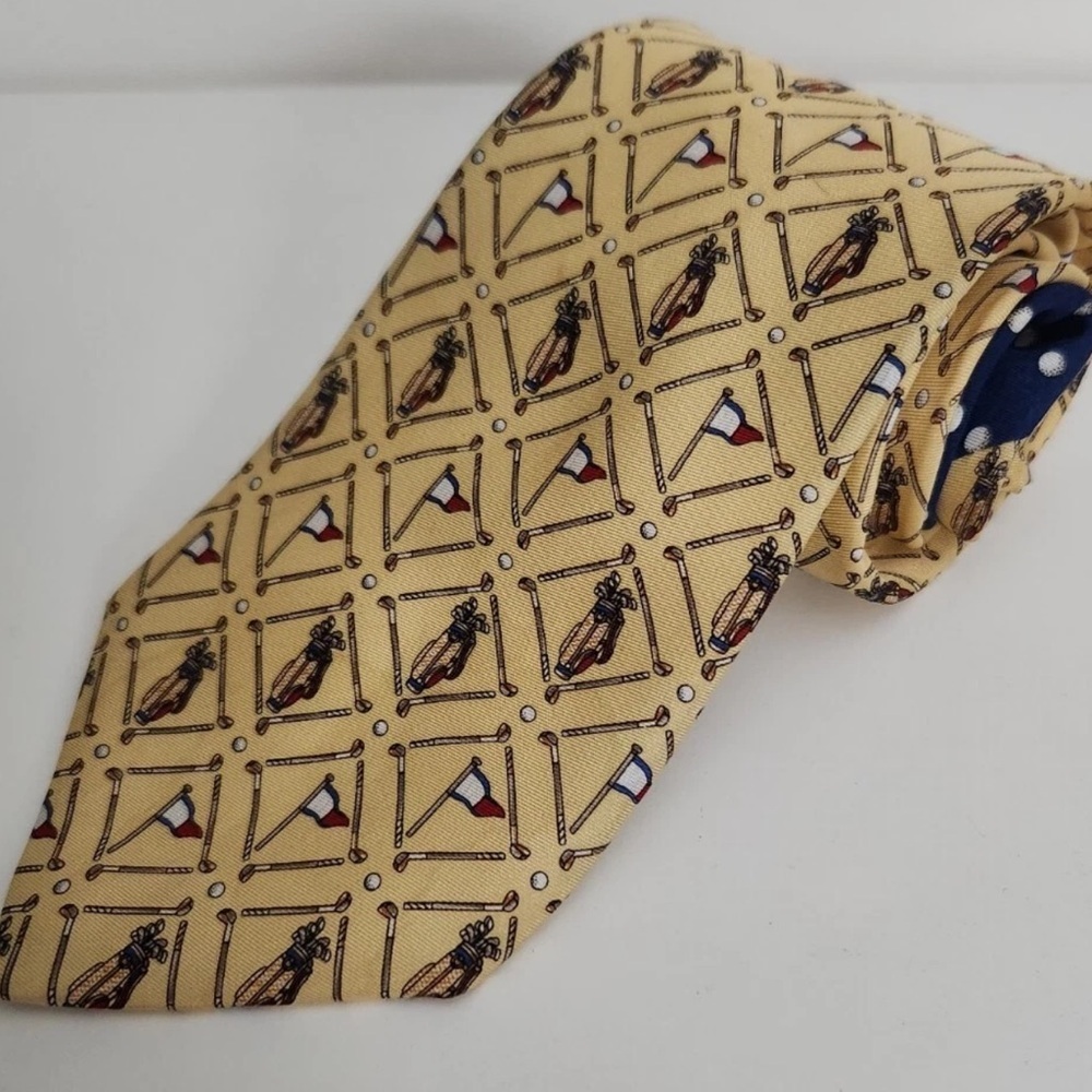 Tommy Hilfiger Golfer Striped Designer Necktie Mens 100% Silk USA Made 57” Golf